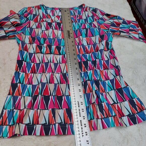 Doncaster Collection Geometric Print 3/4 Sleeve Top Blouse Size 10 Multicolor - Picture 6 of 6